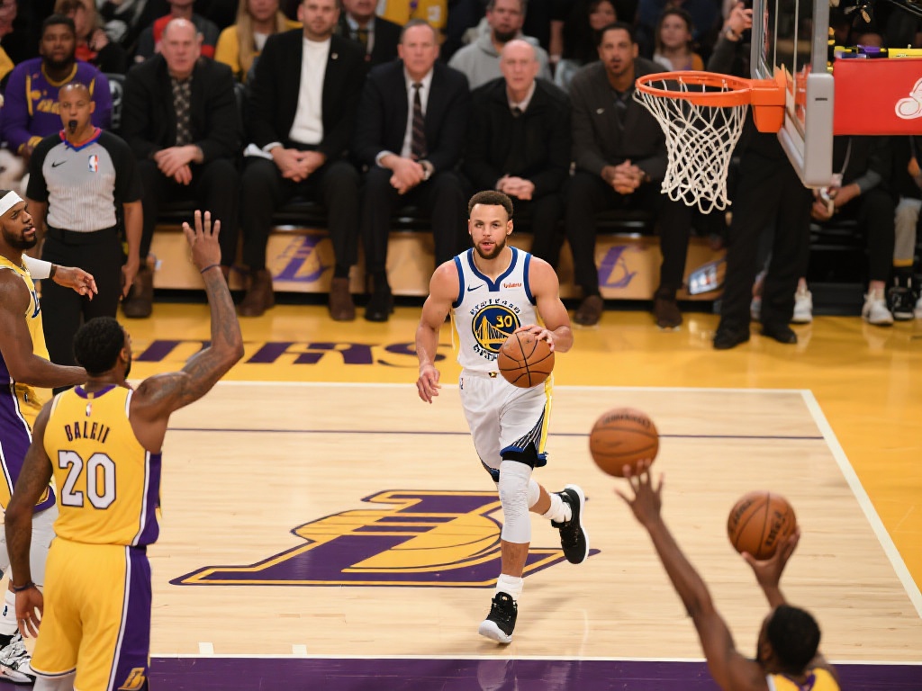 4月4日常规赛焦点战:勇士对阵湖人,库里精彩表现集锦 到了比赛的下半场,湖人队逐渐找回节奏,一