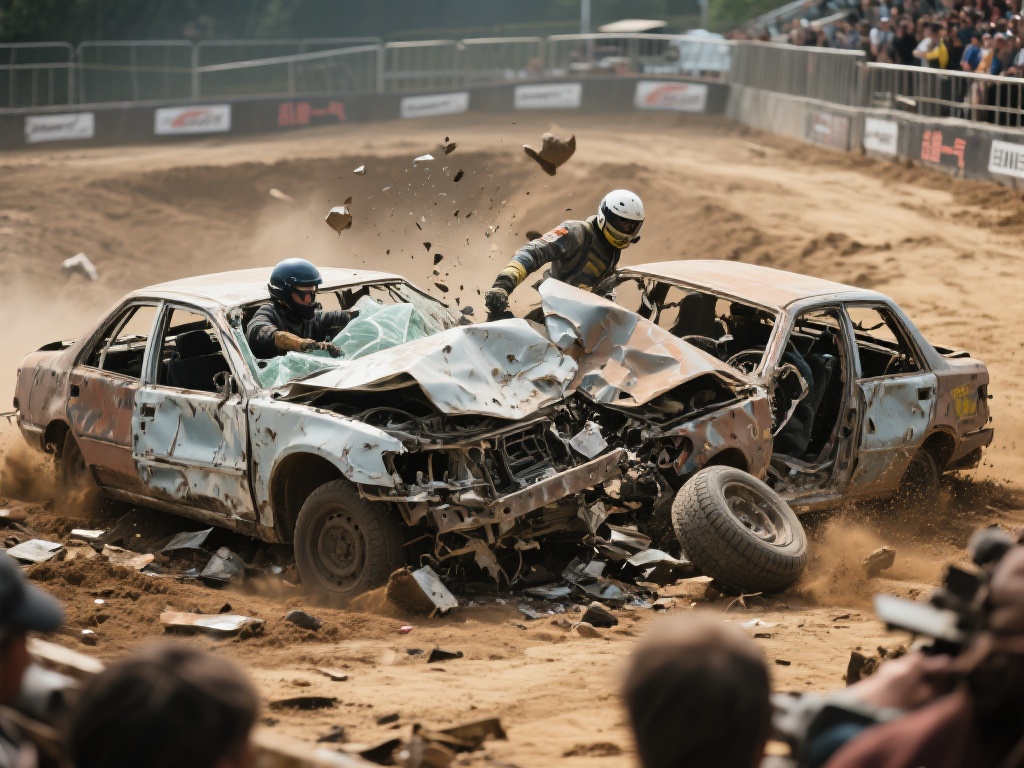 虽然看起来像是“乱撞一气”，但报废车撞车